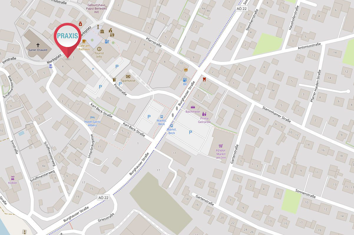 Lage der Praxisgemeinschaft Marktl